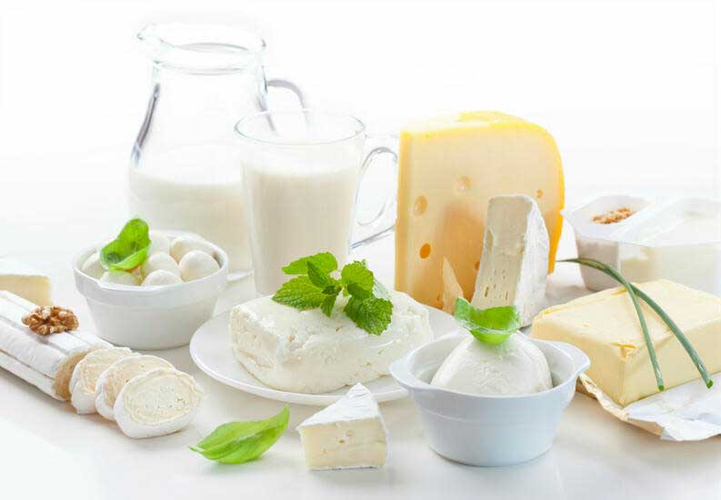Leche y productos lácteos no aptos en un menú anticándida